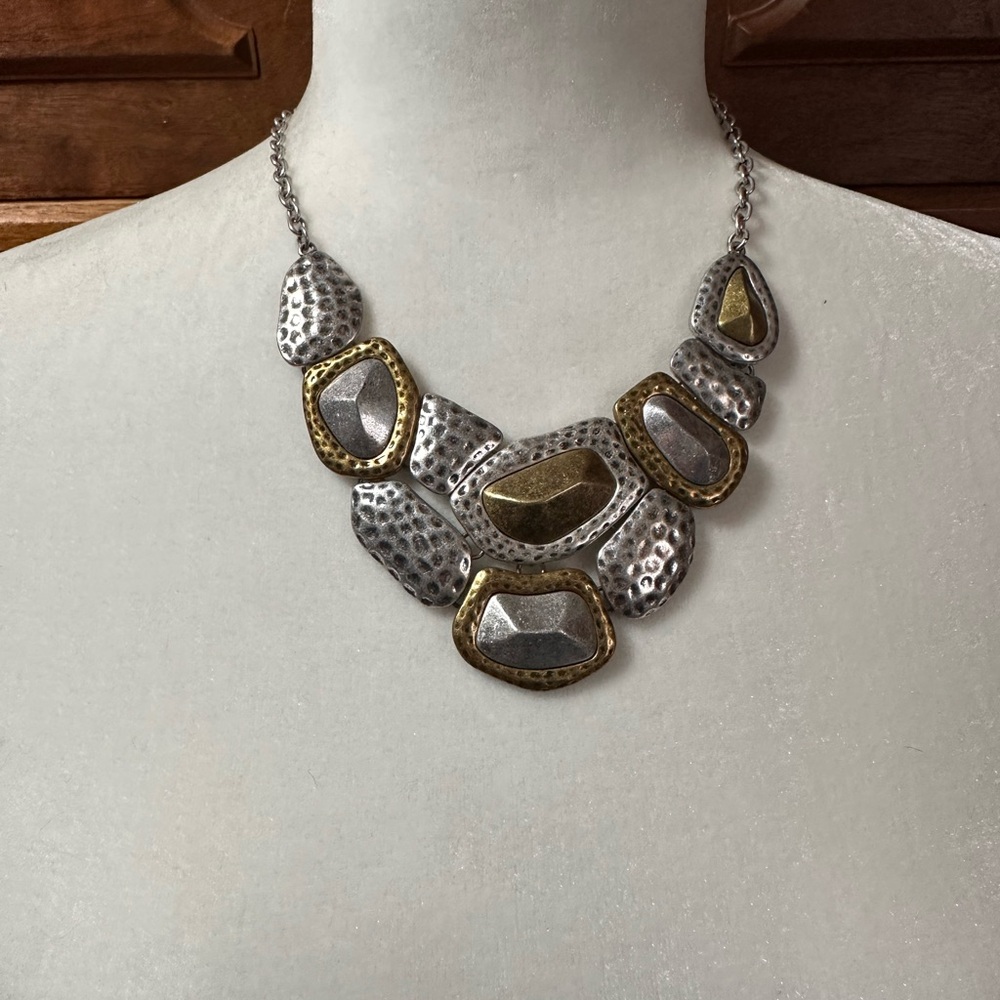 Premier Designs Hammered Silver and Gold Necklace